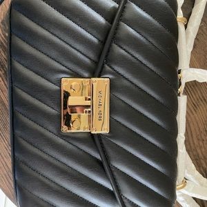 MD Flap Shoulder Vegan Faux Leather/ gold chain